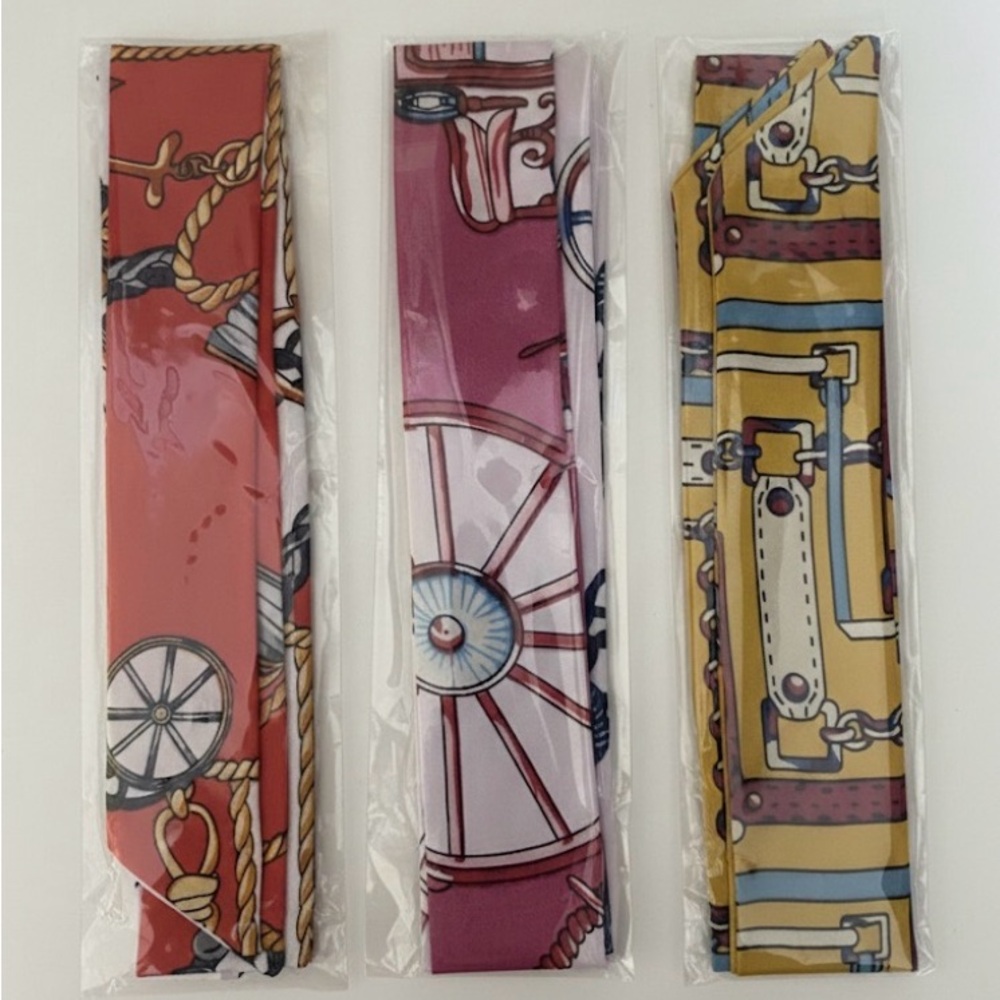 Set of Three Colorful Silk Scarves